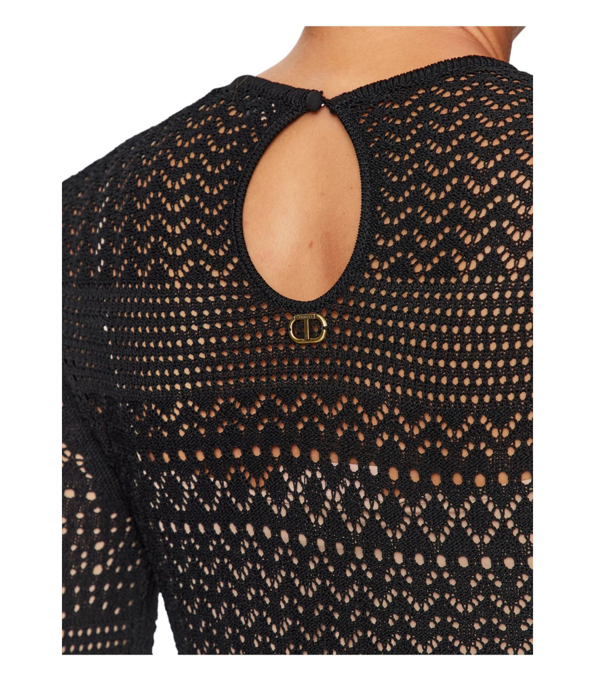 Twinset Donna Vestito Lungo In Maglia Punto Pizzo