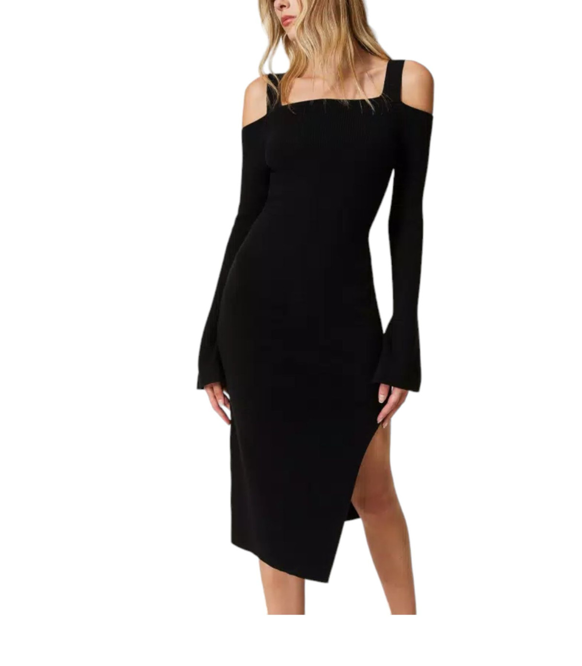 Twinset Donna Vestito Midi Dritto Lungo A Maglia