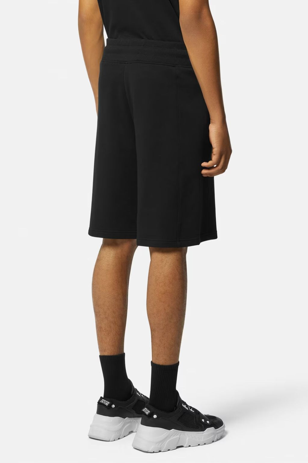 VERSACE JEANS COUTURE BERMUDA IN FELPA UOMO NERO CON LOGO DT00