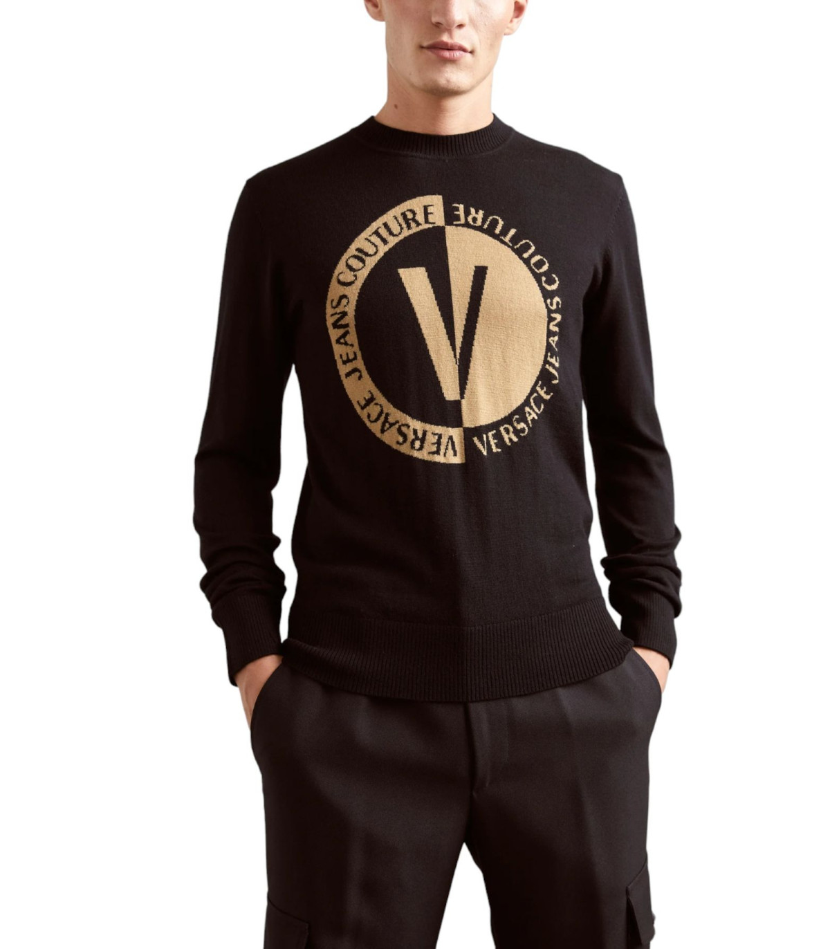 Versace Jeans Couture Uomo Maglione A Girocollo  Logo Round