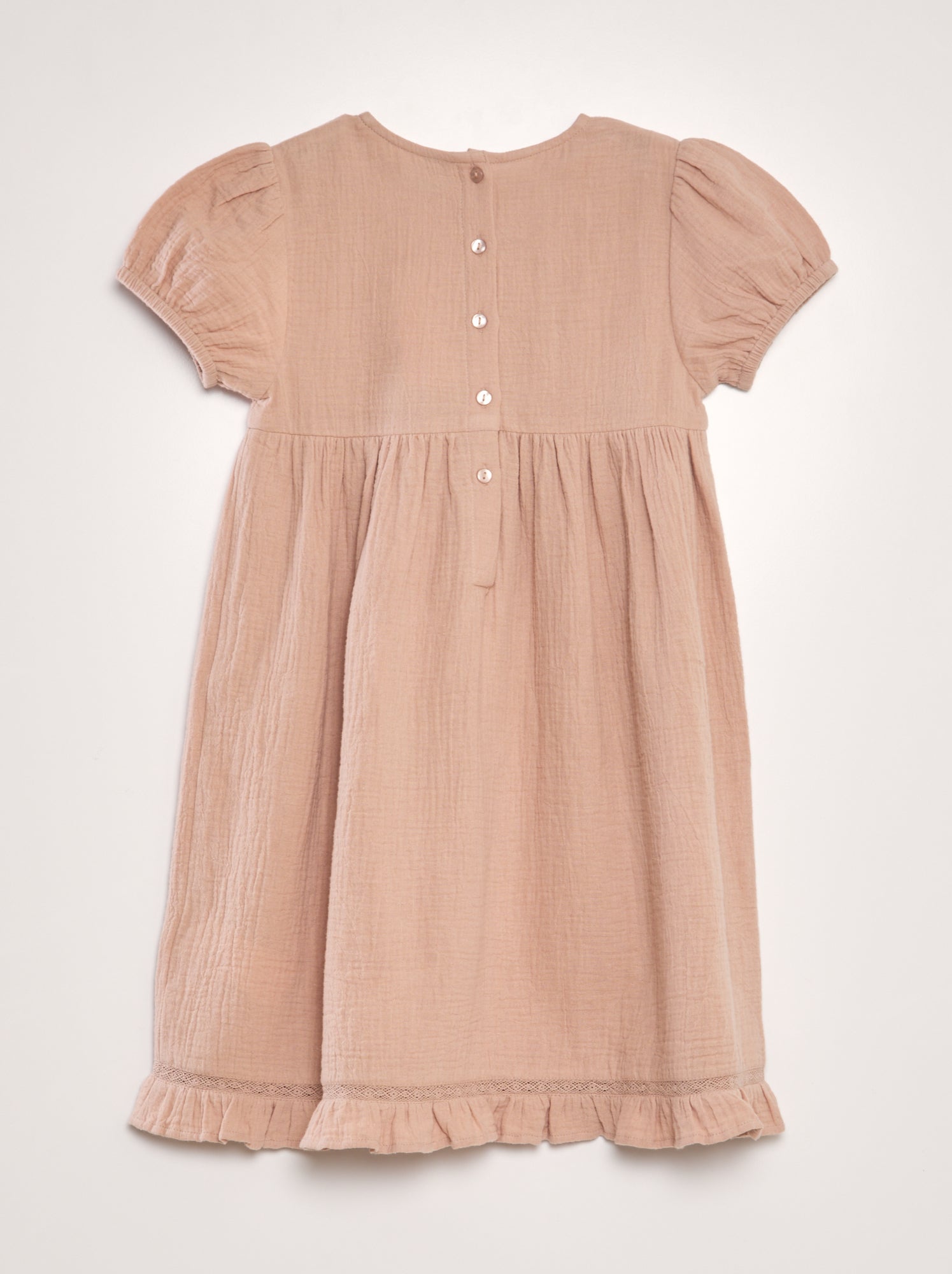 Vestito in garza di cotone con ricamo - ROSA