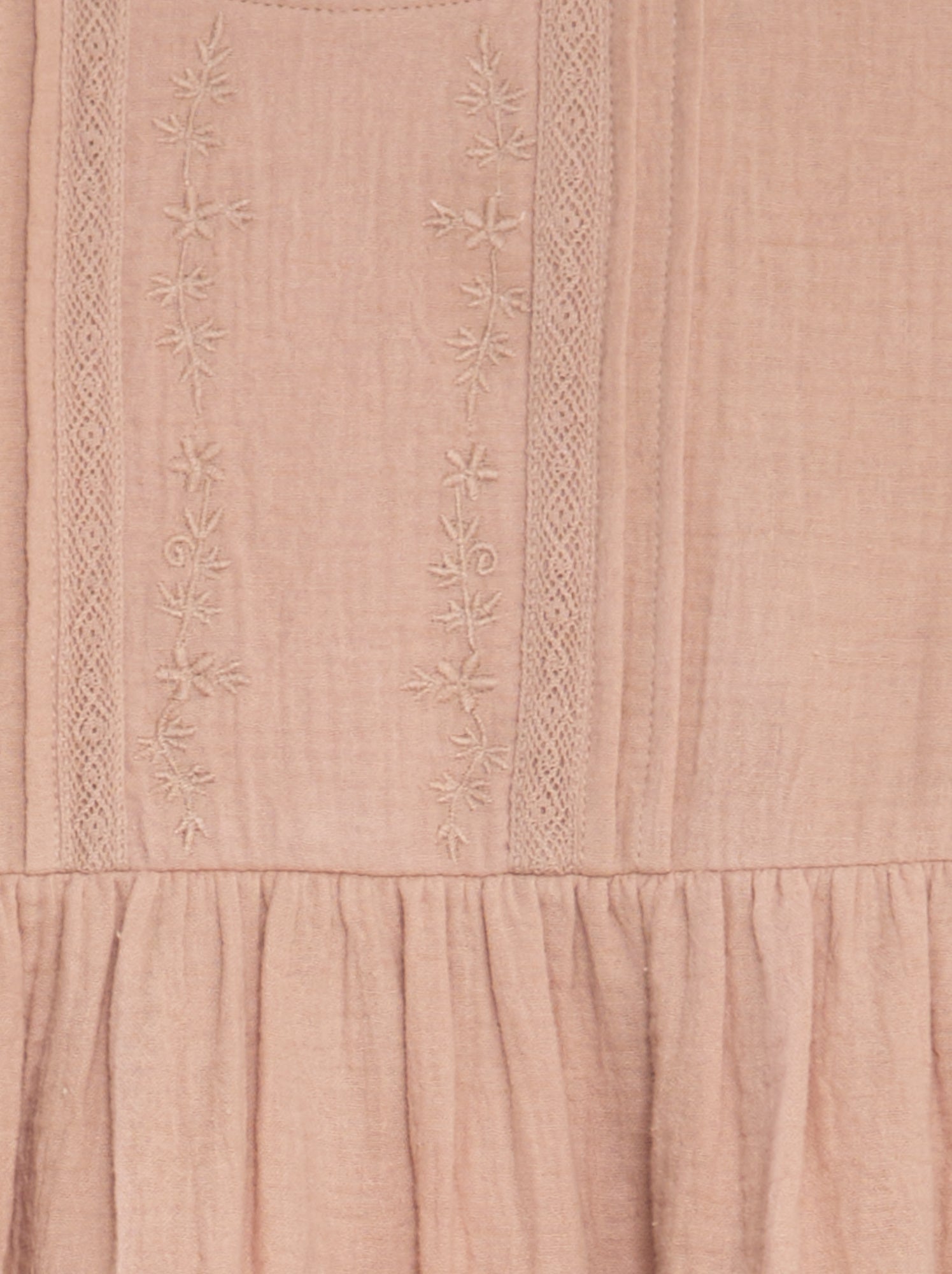 Vestito in garza di cotone con ricamo - ROSA