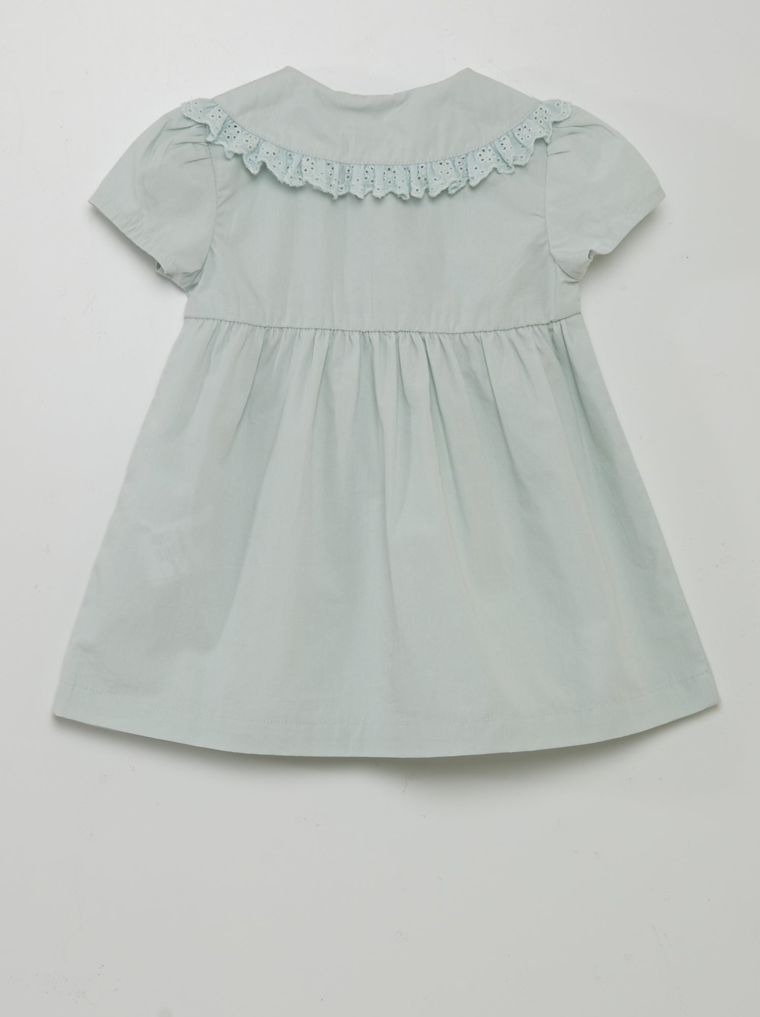 Vestito in popeline con colletto arricciato - BLU