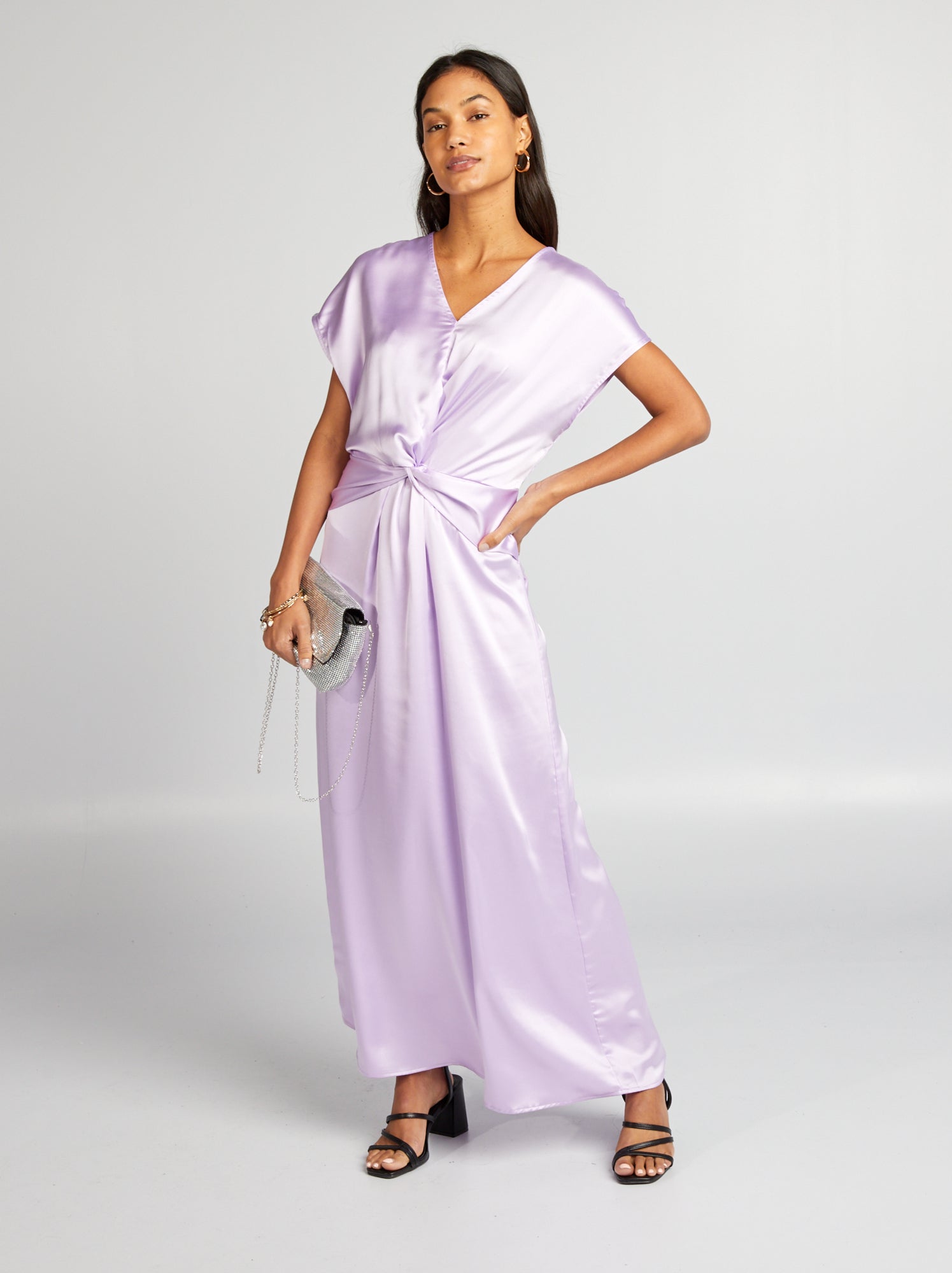 Vestito lungo satinato - VIOLA