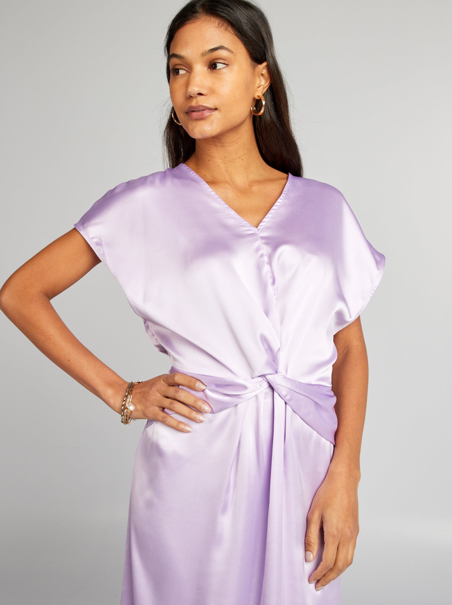 Vestito lungo satinato - VIOLA