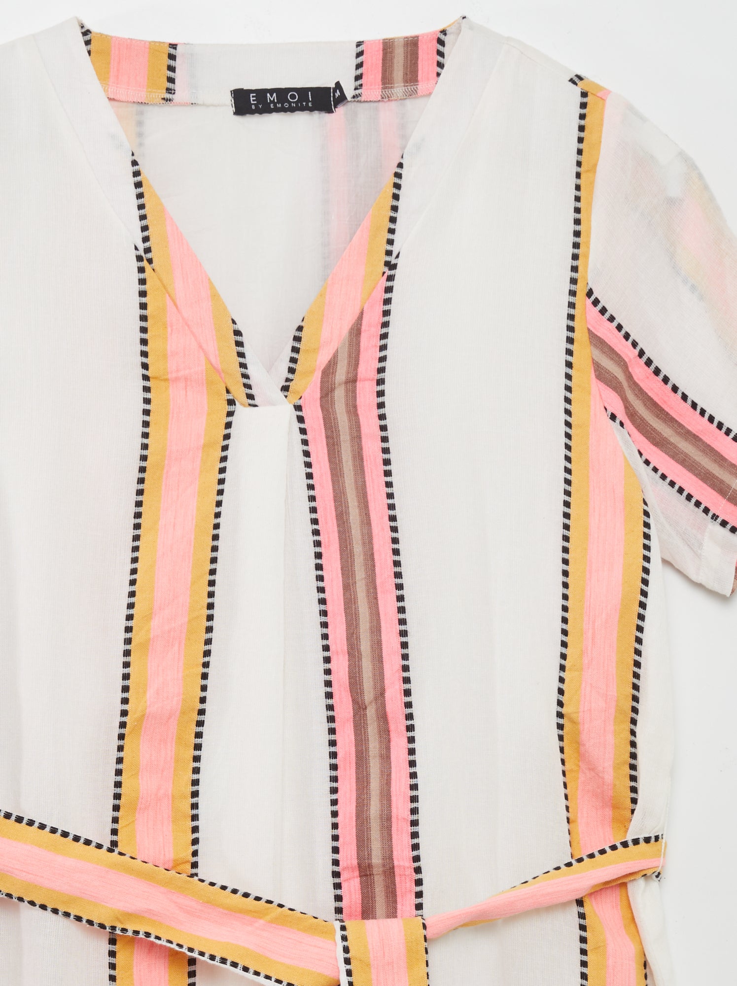 Vestito midi con scollo a V e cintura - BIANCO