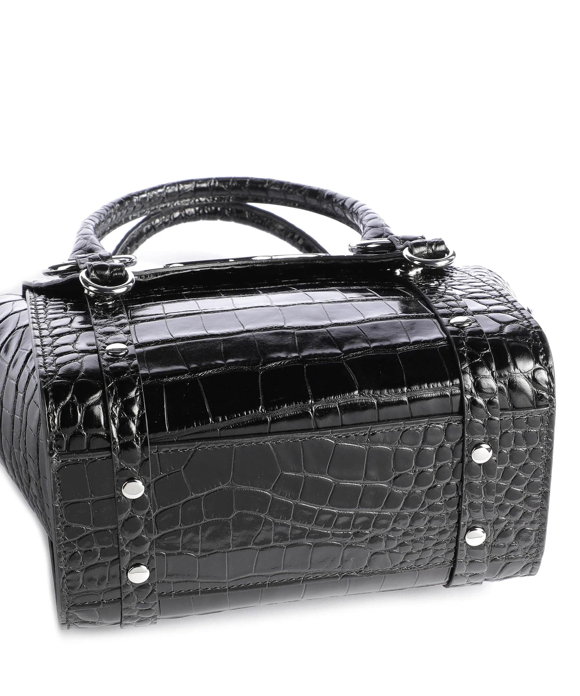  Vivienne Westwood Betty Embossed Croc Small Borsa a mano pelle di vitello goffrata nero  