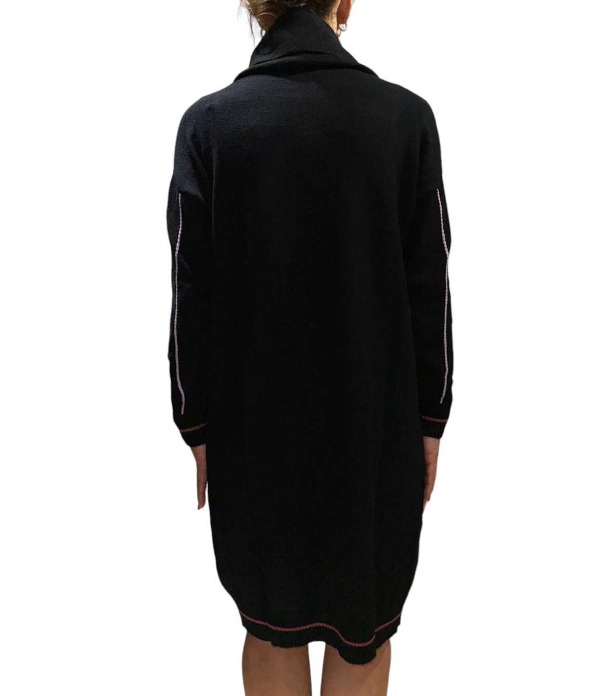 White Wise Donna Vestito Corto Maxipull Con Applicazioni
